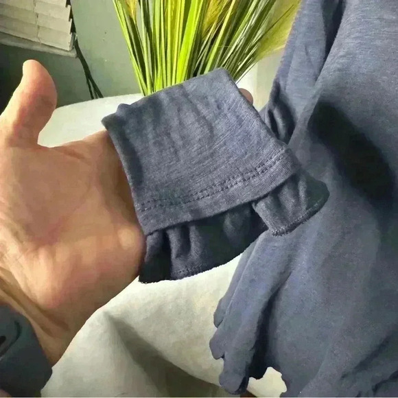 NWT Altar’d State Size S Long Sleeve Ruffle Trim Blue Cotton Tunic Brand New - Picture 5 of 11